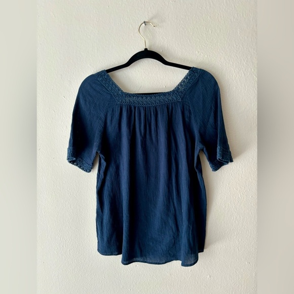 SONOMA WOMEN'S TOP NAVY BLUE SUMMER SIZE SMALL babydoll lightweight fairy - Picture 6 of 7